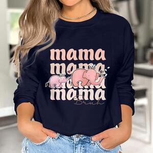 Mama Bruh Elephant T-Shirt Cute Mom Family Matching Outfit